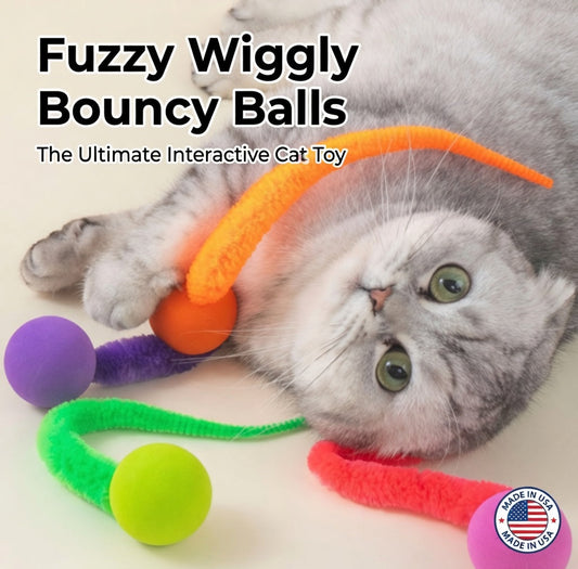Creawel® 🐱 Fuzzy Wiggly Bouncy Balls The Ultimate Interactive Cat Toy 🕊️